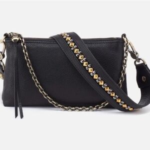 Hobo International Black Studded Crossbody Leather HN22606BLK Darcy Guitar Strap